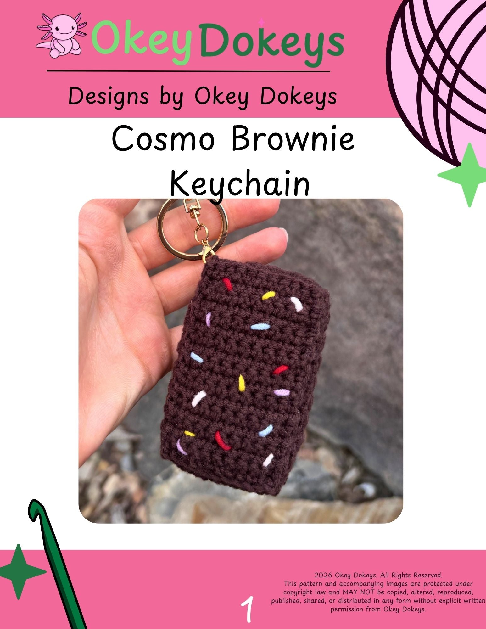 Crochet Cosmo Brownie Keychain Pattern