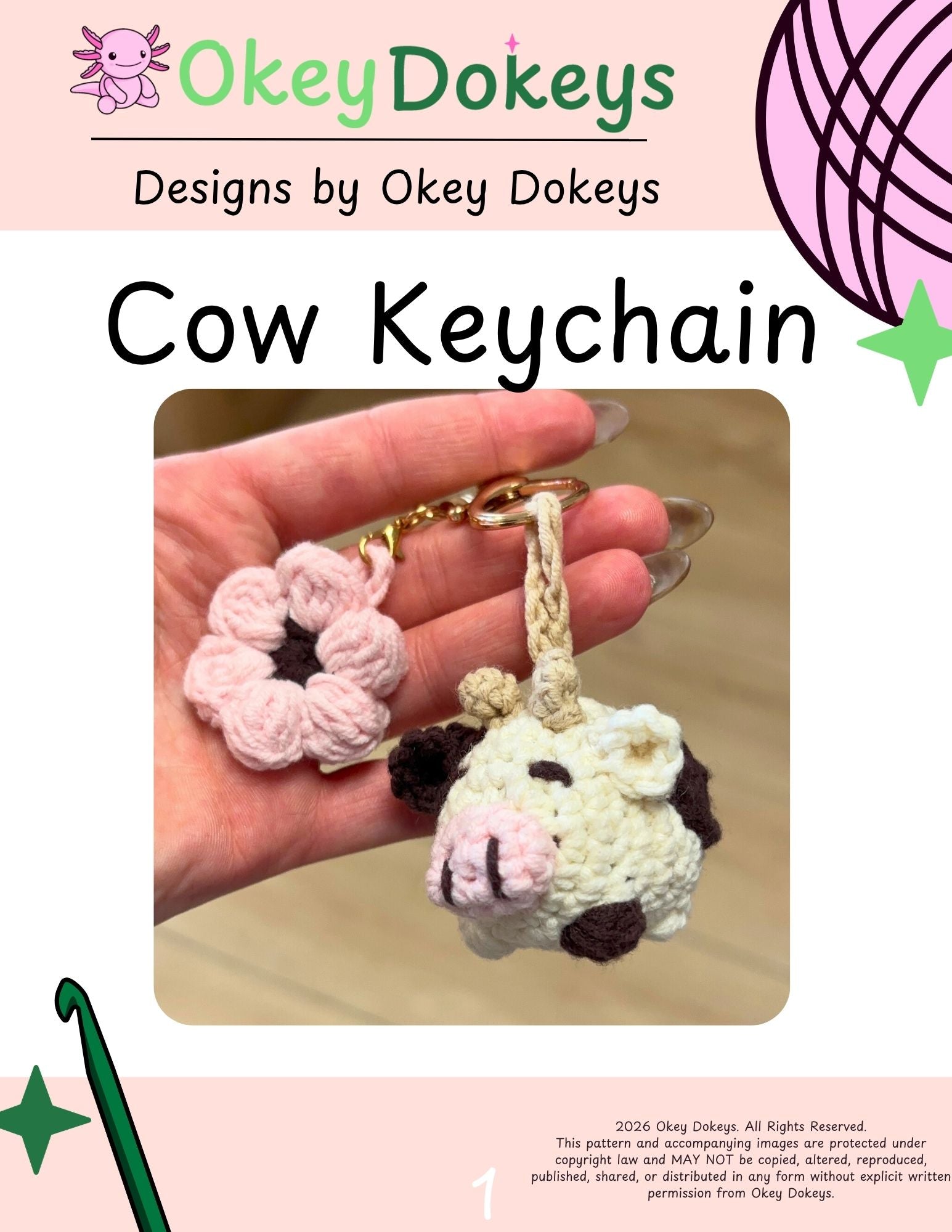 Crochet Cow Keychain Pattern