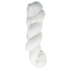 ball of light colored yarn for knitting with a looped texture