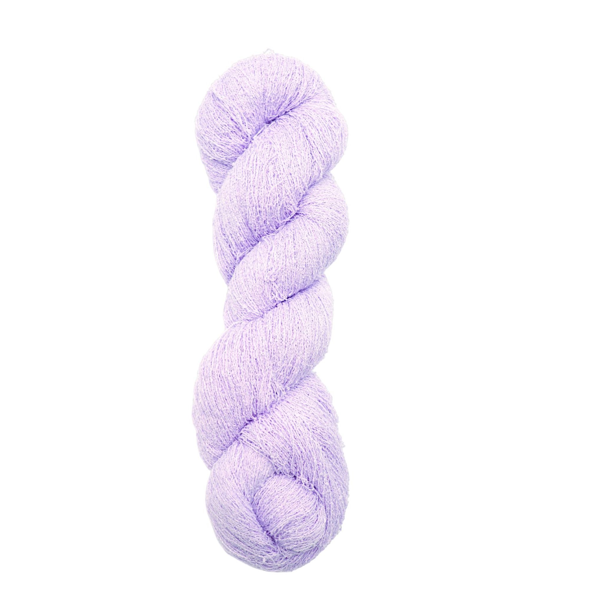 Lavender skein of yarn on a white background lace yarn