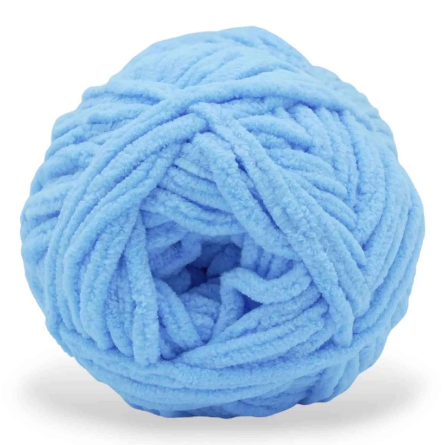 Blue ball of yarn on a white background
