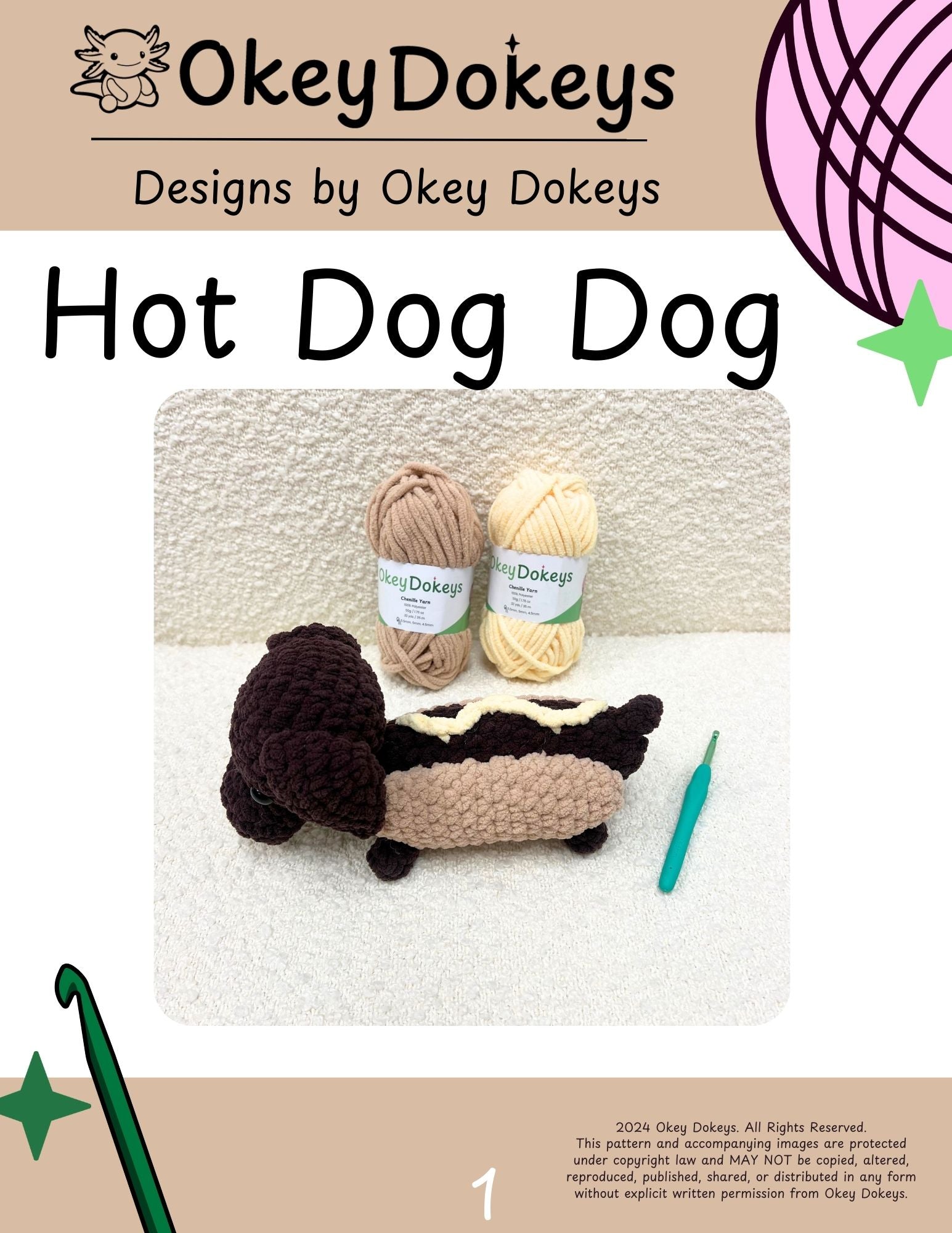 Crochet Hot Dog Dog Pattern