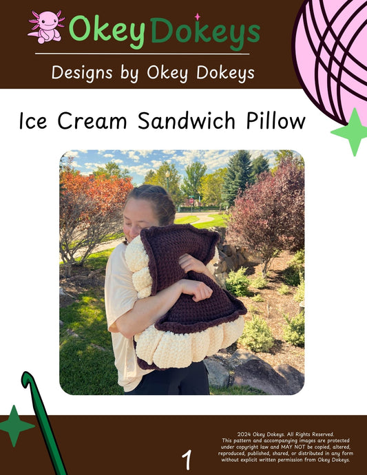 Crochet Ice Cream Sandwich Pillow Pattern Only