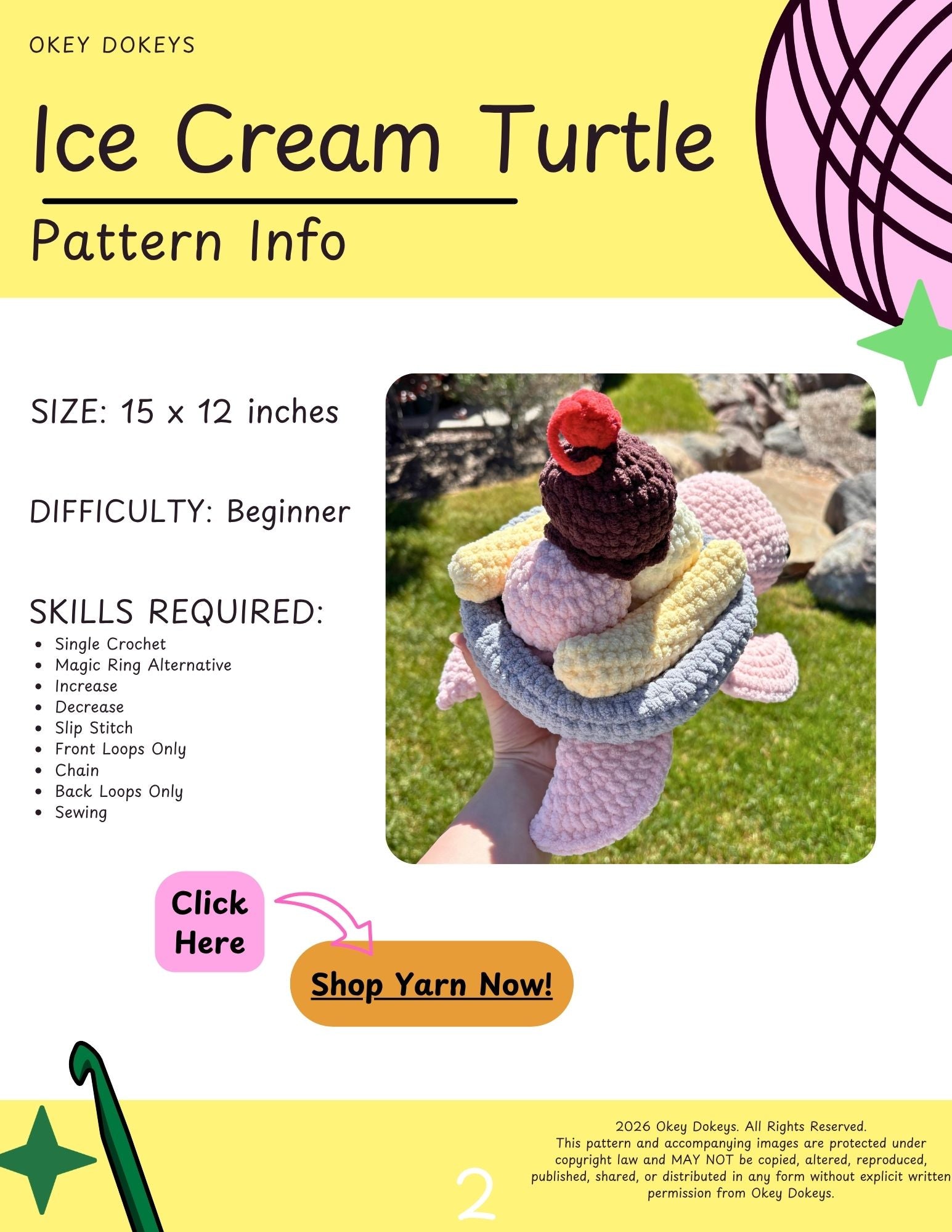 Crochet Ice Cream Turtle Pattern – Okey Dokeys