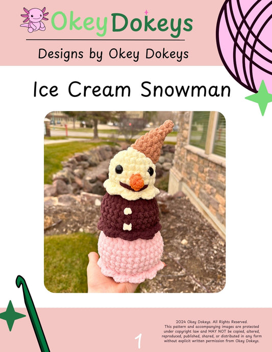 Crochet Ice Cream Snowman Pattern Only