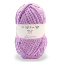 A skein of purple chenille velvet yarn thats perfect for crocheting a large blanket or amigurumi