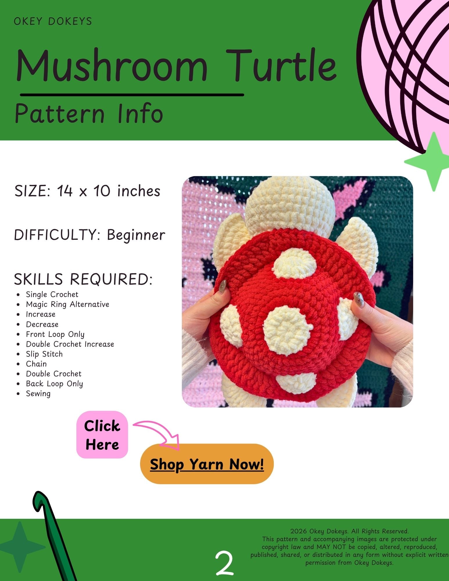 Crochet Mushroom Turtle Pattern – Okey Dokeys