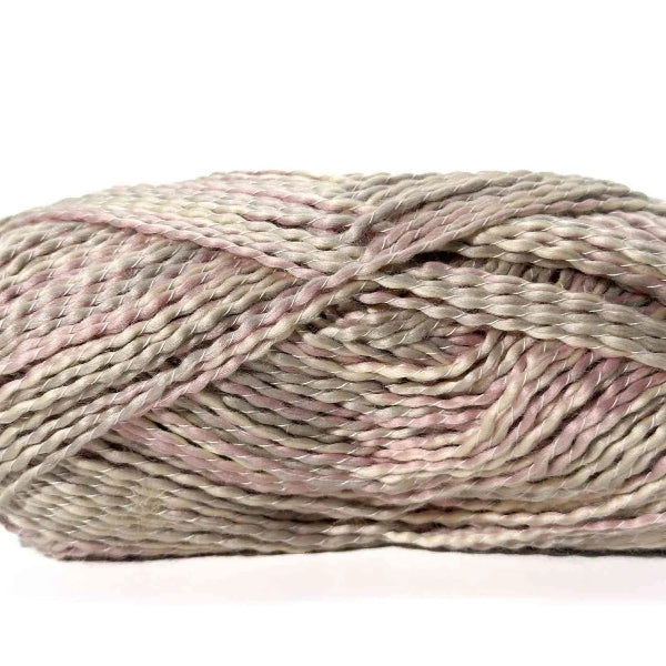Ball of multicolored yarn on a white background