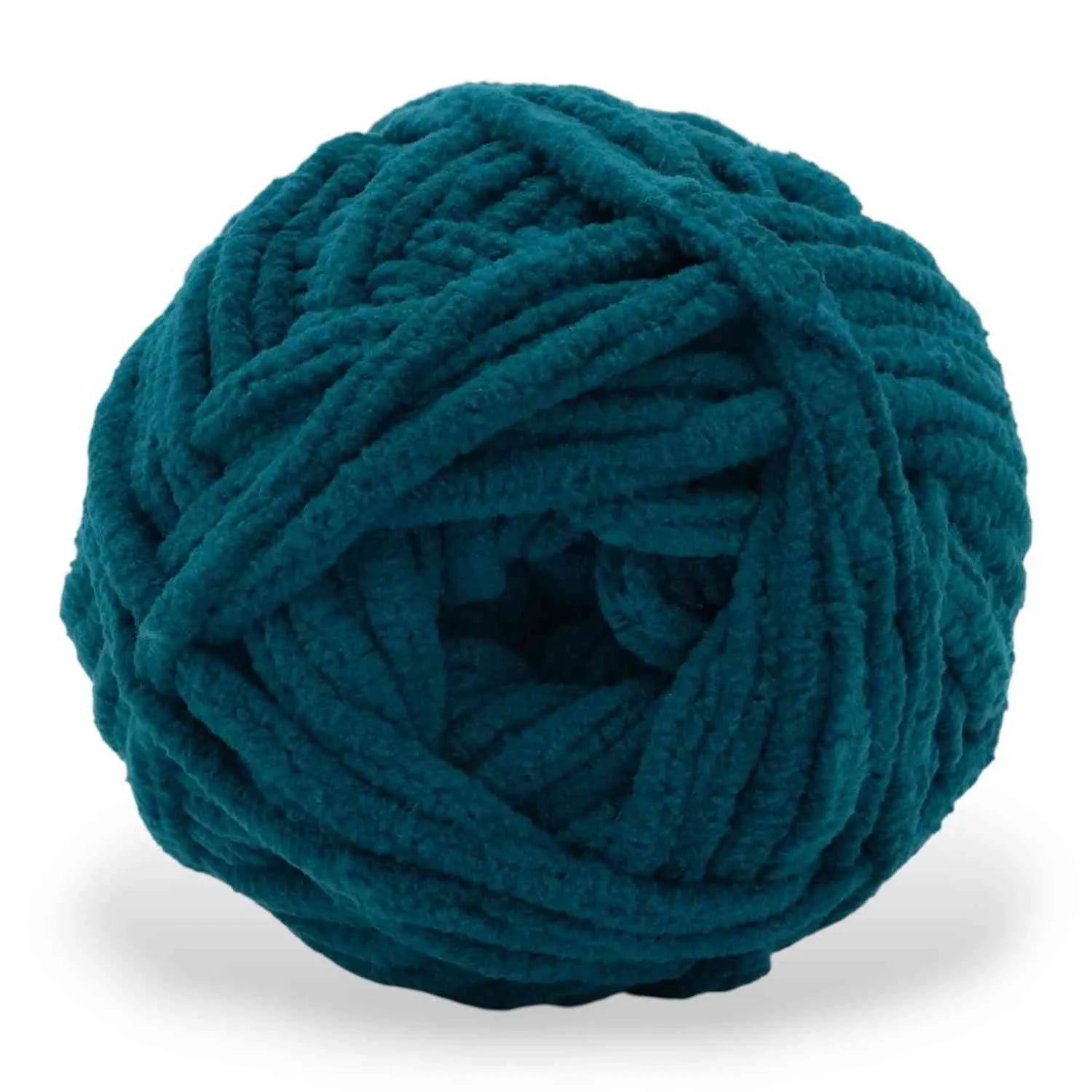Teal skein of yarn on a white background