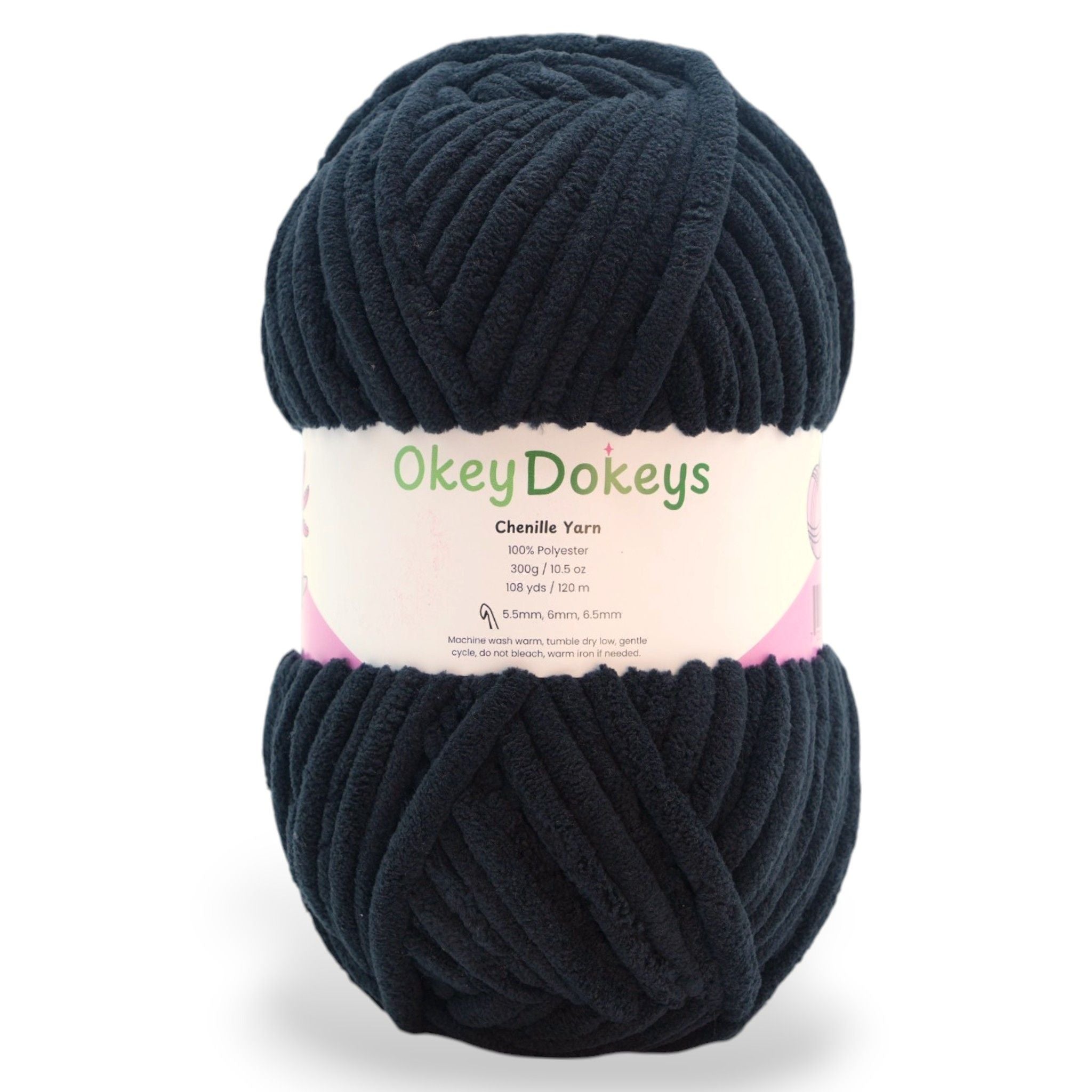 black polyester chenille yarn skein in a super jumbo yarn 7