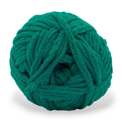 Green skein of yarn on a white background