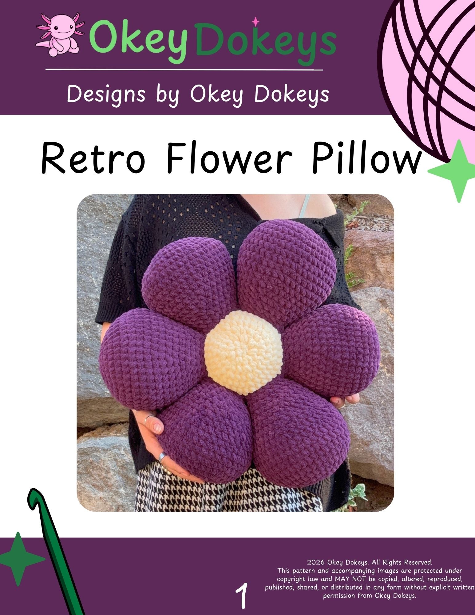 Crochet Retro Flower Pillow Pattern