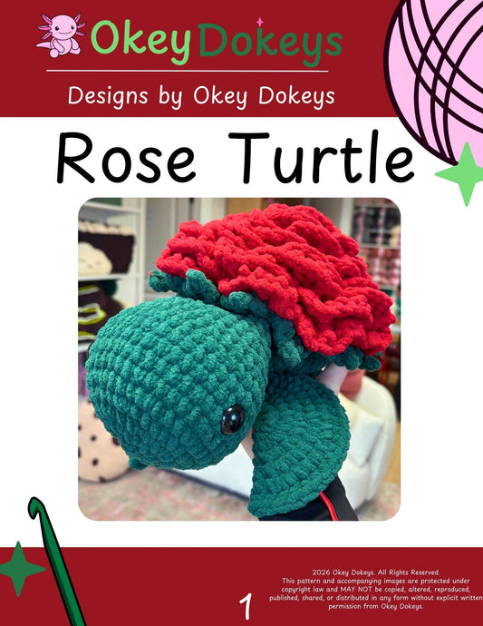 Crochet Rose Turtle Pattern Only
