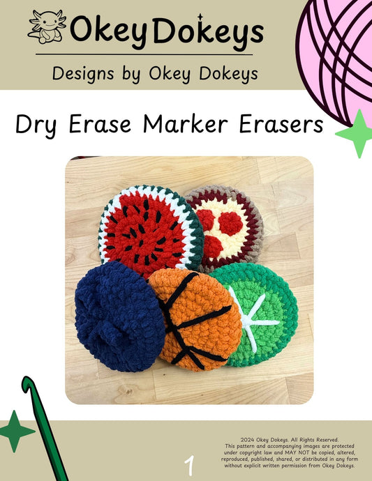 Crochet Dry Erase Markers Erasers Pattern Only