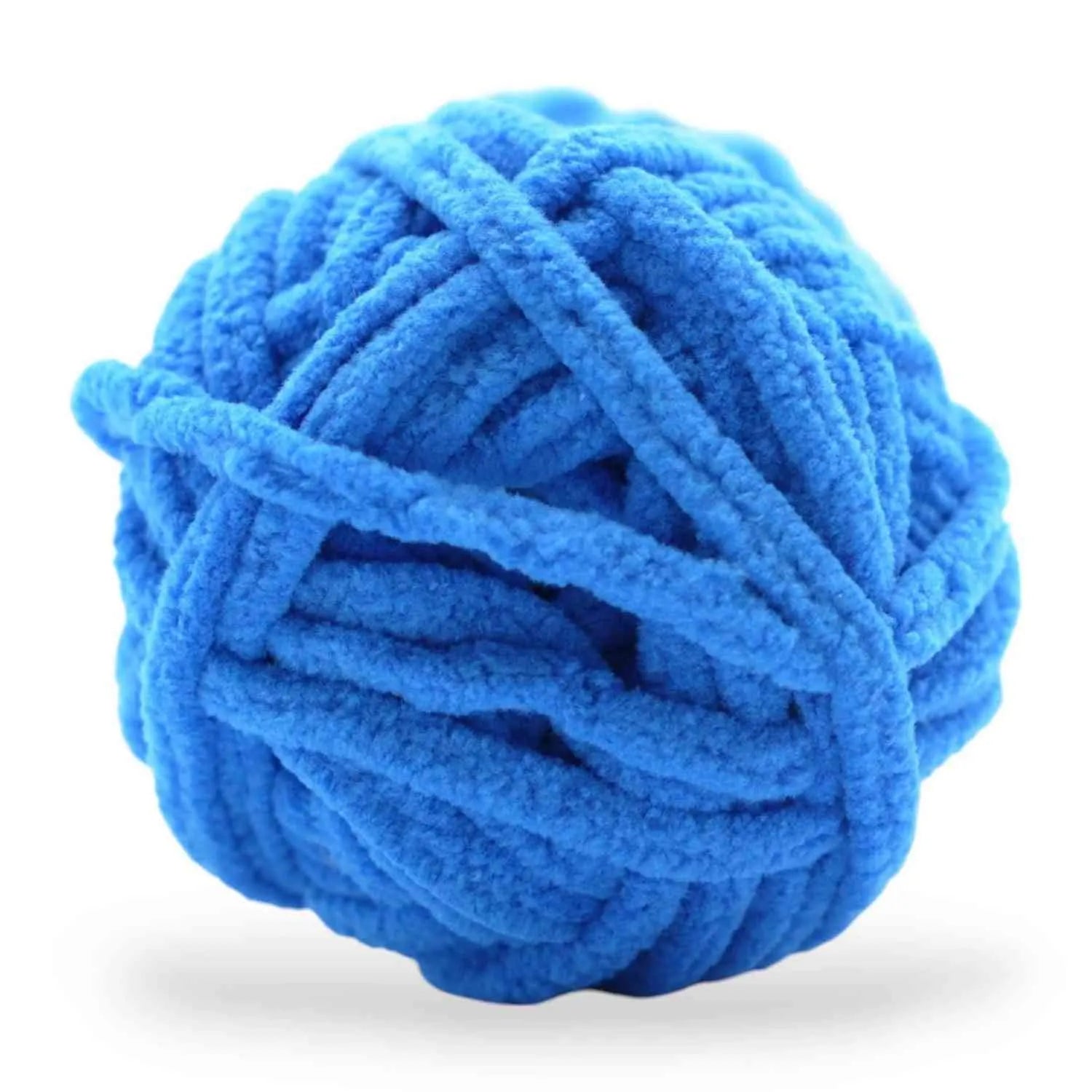 Blue ball of yarn on a white background
