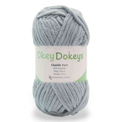 Ball of Okey Dokeys Chenille Yarn on a white background