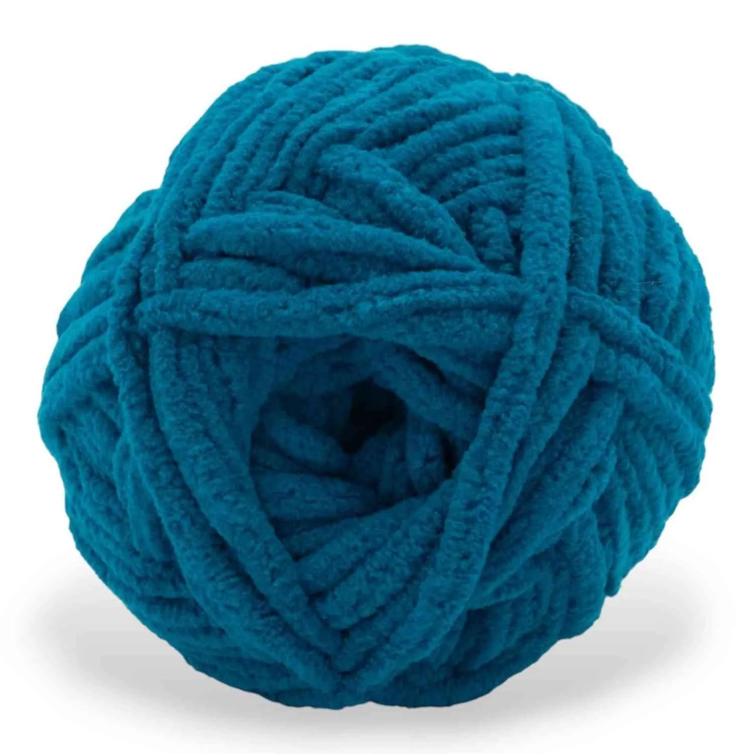 Blue skein of yarn on a white background
