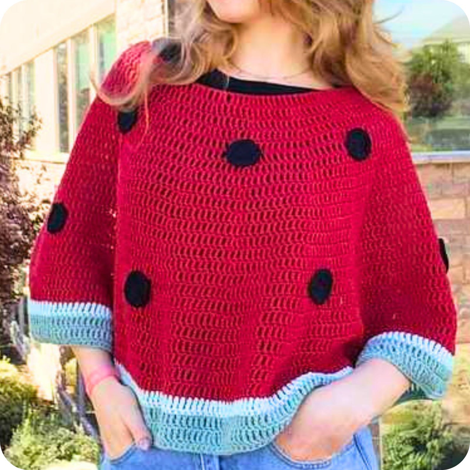 Crochet Watermelon Poncho Pattern