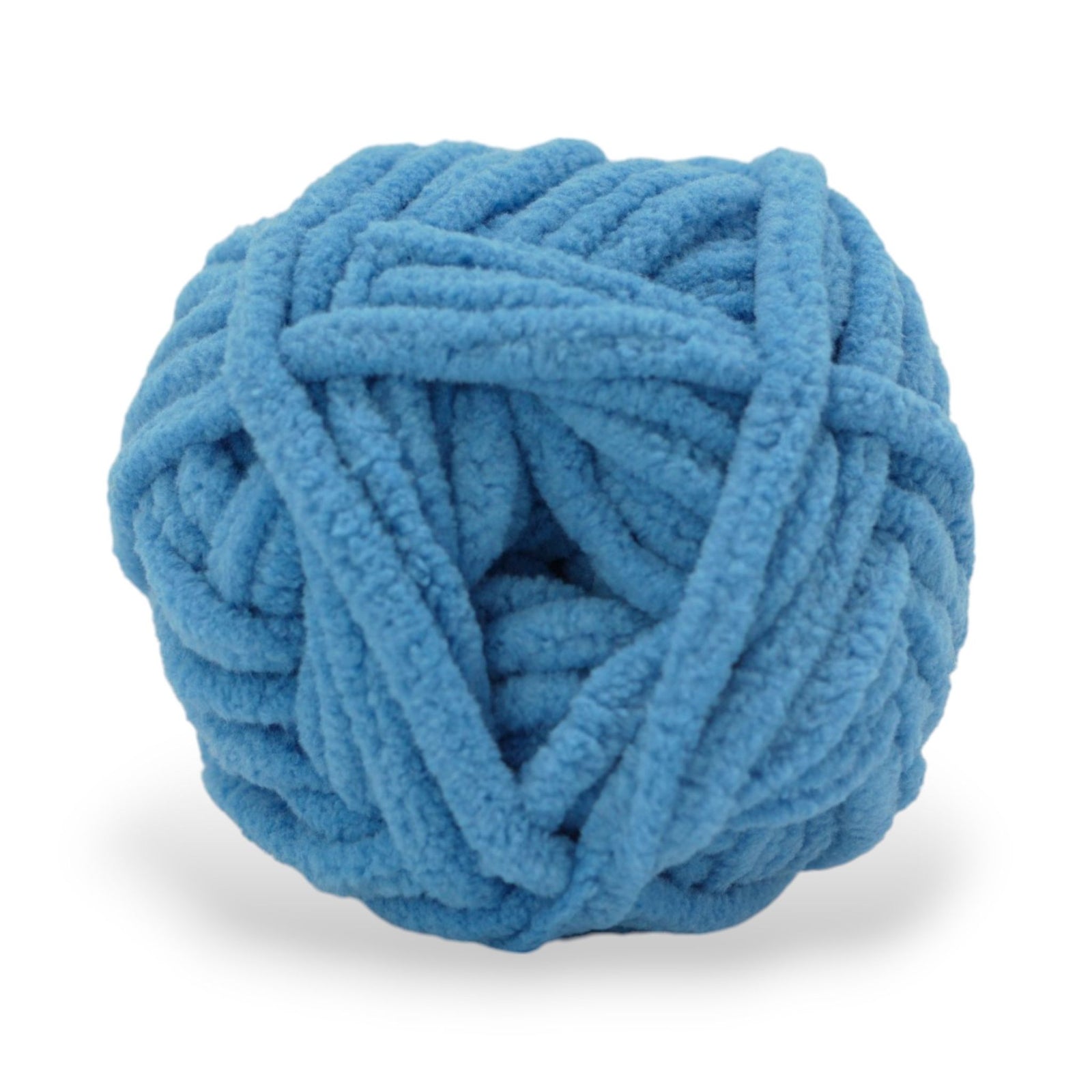 blue chenille yarn with a blanket texture close up image