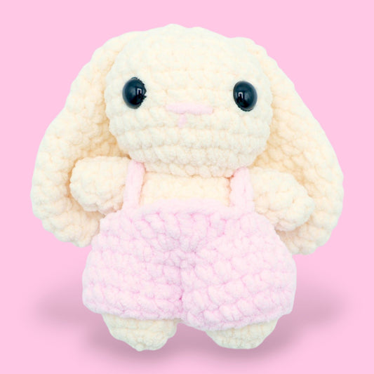 Charlie the bunny pink overalls bunny crochet kit