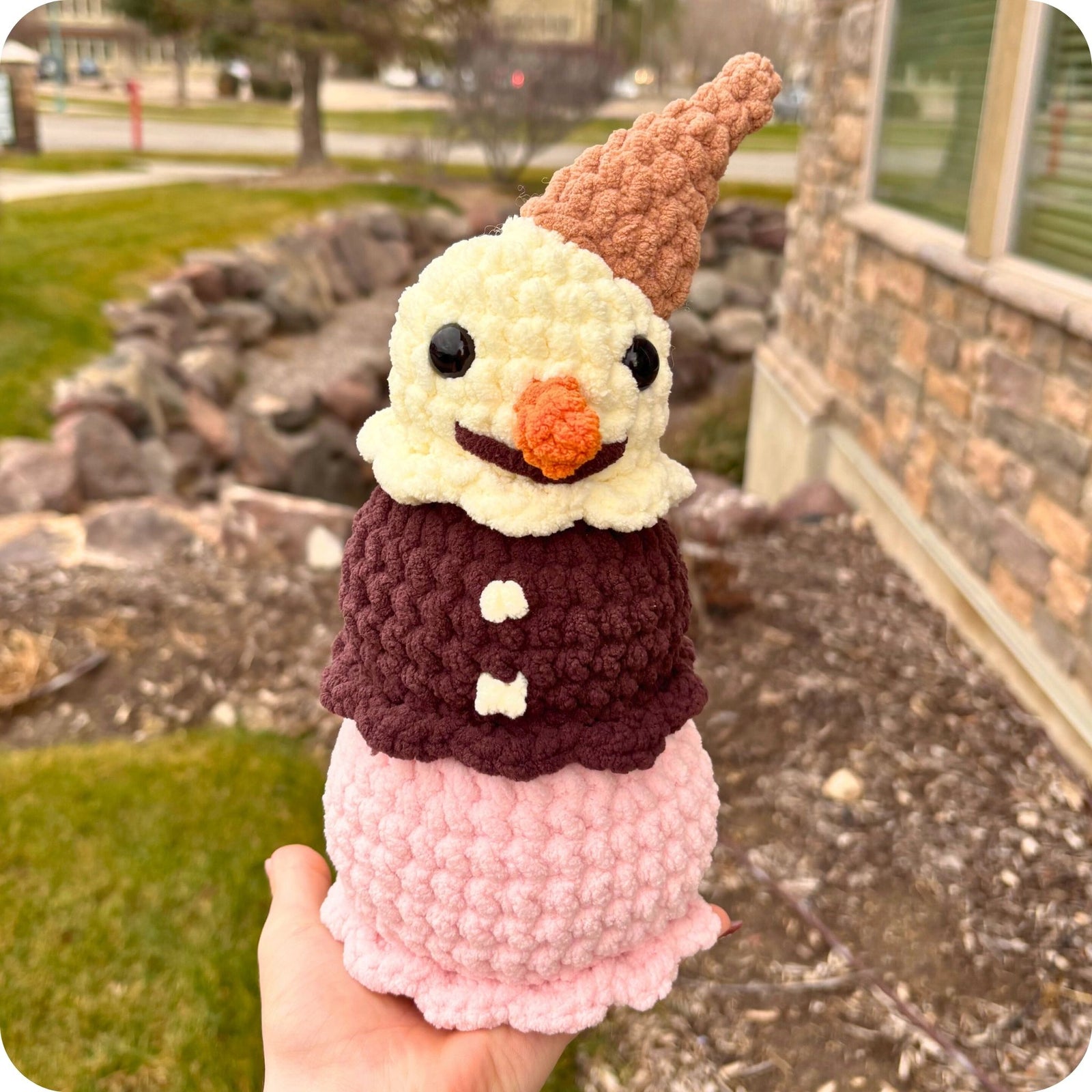 Crochet Ice Cream Snowman Pattern
