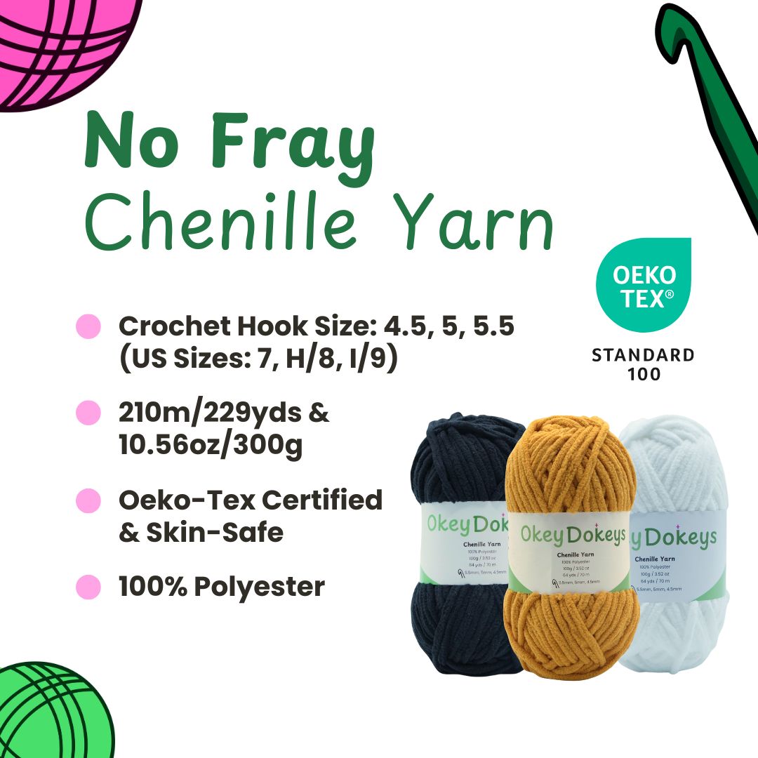Super Bulky Chenille Yarn – 3-Pack (300g Total)