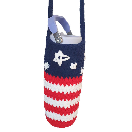 Crochet Patriotic Water Bottle Holder Pattern Only